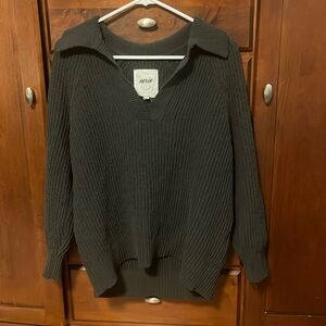 Aerie Oversized Knit Collared Sweater (size small)